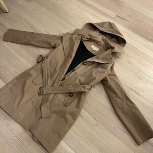 Michael Kors Brown Hooded Trench Coat